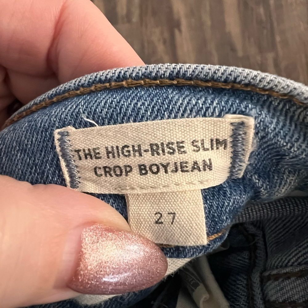 Madewell High-Rise Slim Crop Boyjean | Distressed | Size 27 - Picture 3 of 8